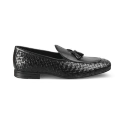 The Sobhach Black Leather Loafers For Men