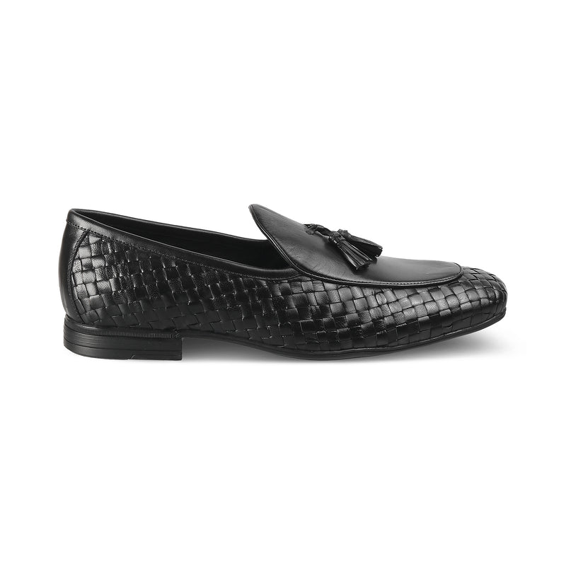 The Sobhach Black Leather Loafers For Men