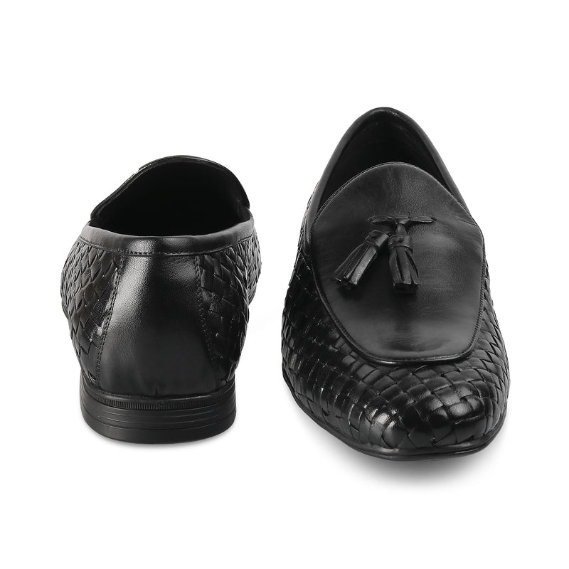 The Sobhach Black Leather Loafers For Men