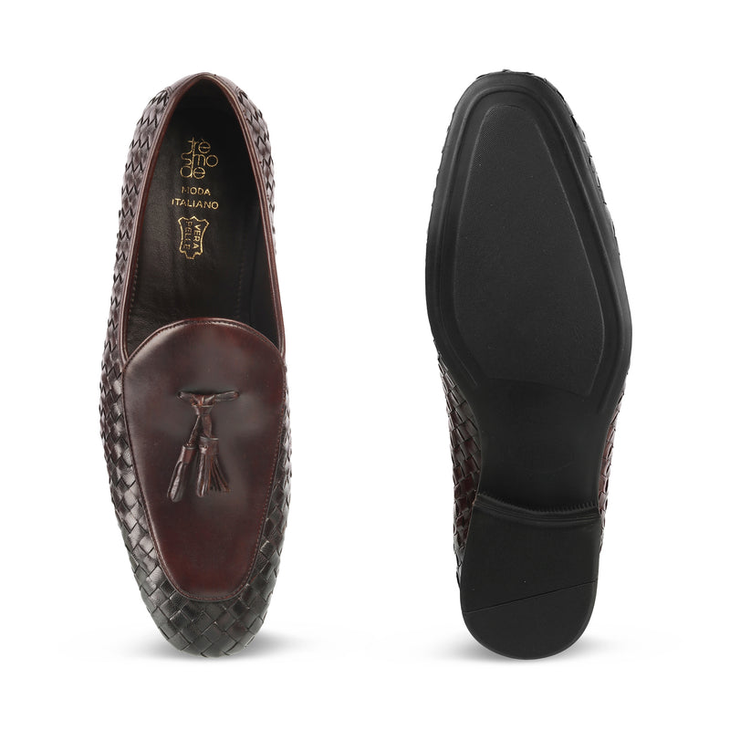 The Sobhach Brown Leather Loafers For Men